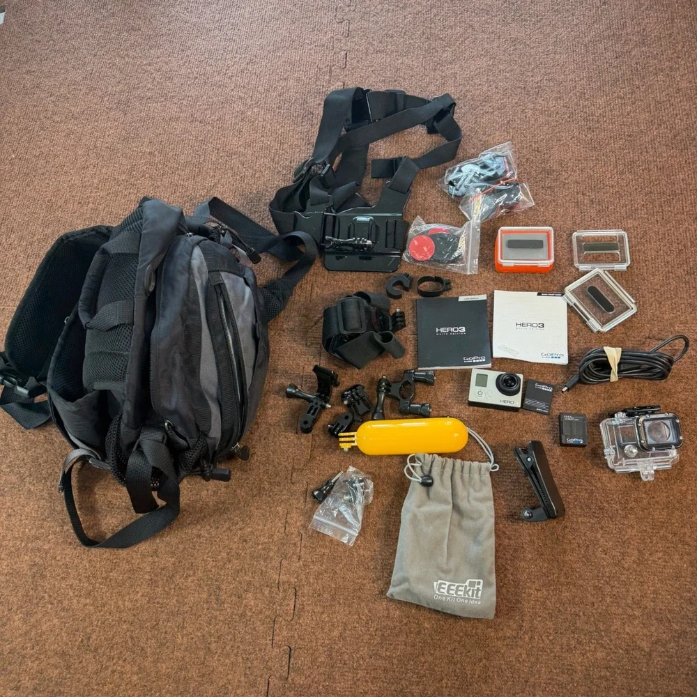 GoPro Hero3 White Edition Bundle CHDHE-301 with Backpack and EEEKit Accessories